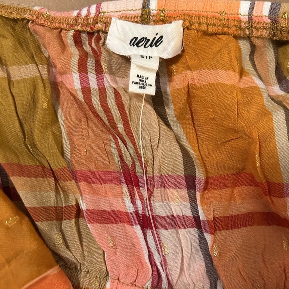 NWT Aerie Plaid Ruffle Halter Mini Dress Size Small Spring Plaid with Gold Dots. - Picture 10 of 12